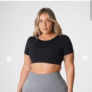 Size medium black open sports bra tee with padding